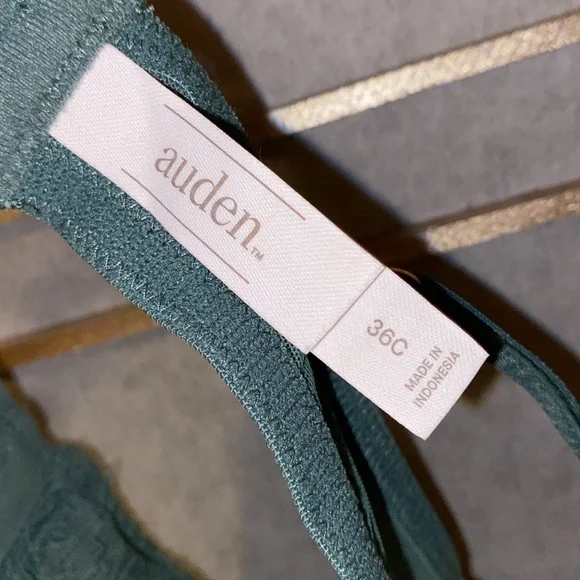 5/$25 Auden unlined balconette underwire bra, green with gold tone accents, 36C - Picture 6 of 7